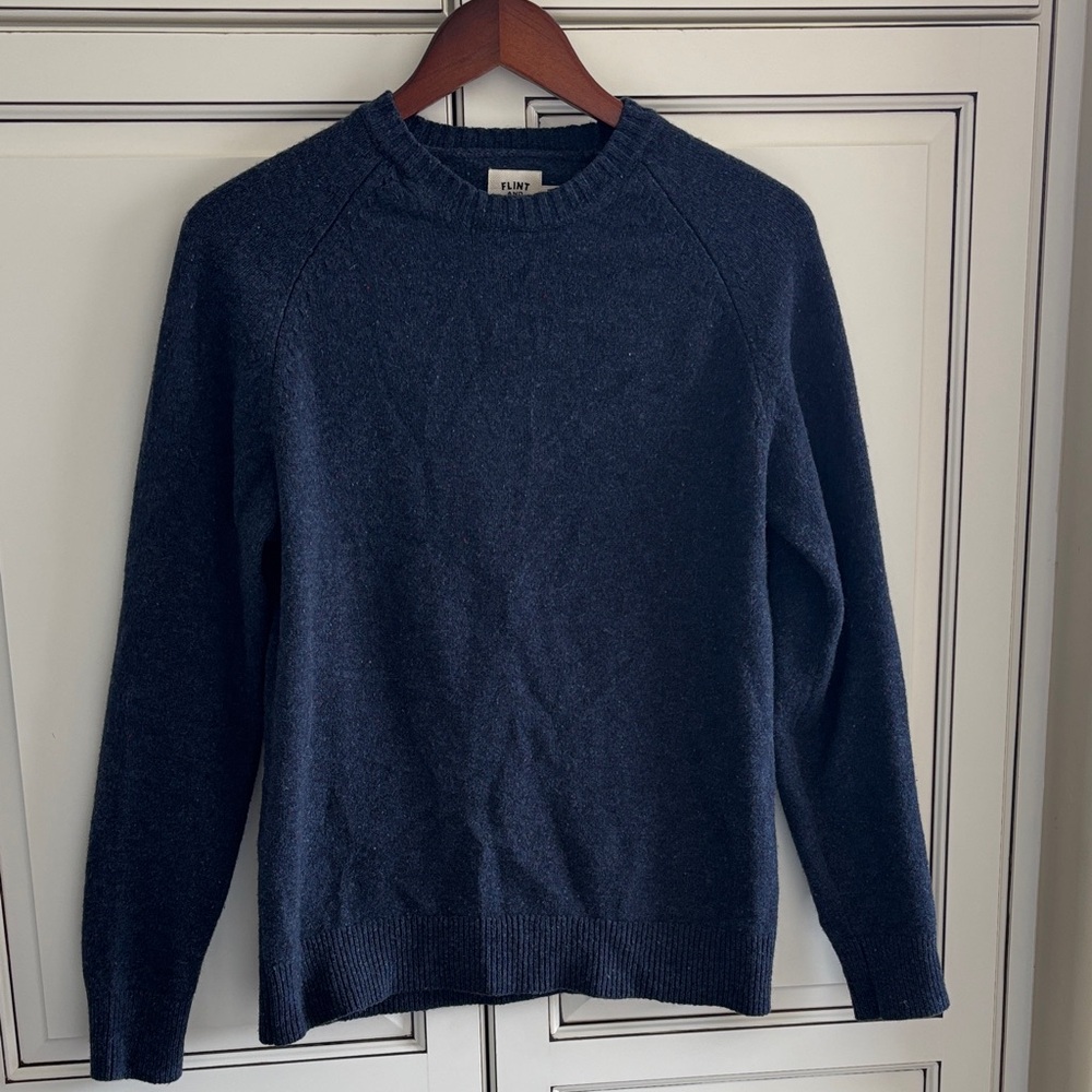 Flint & Tinder Extra Fine Merino Wool Pullover Sweater Speckled Blue Mens Small‎